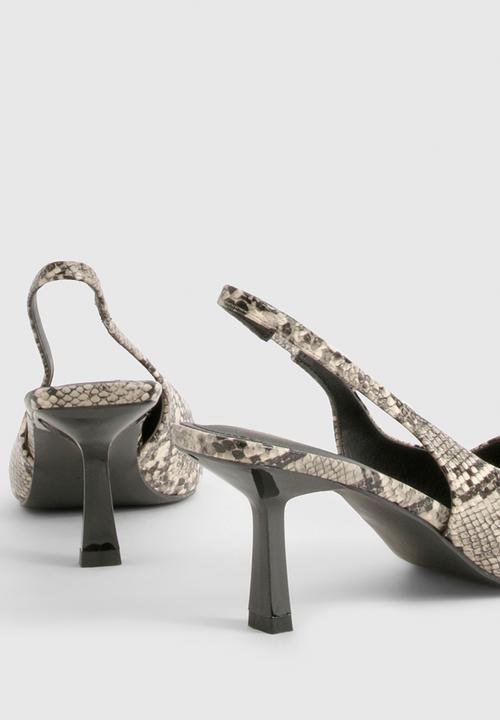 boohoo - Low stiletto slingback court shoe - snake