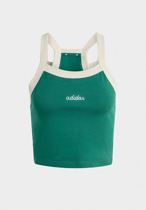 adidas Performance - W Crop Tank - Collegiate Green/White
