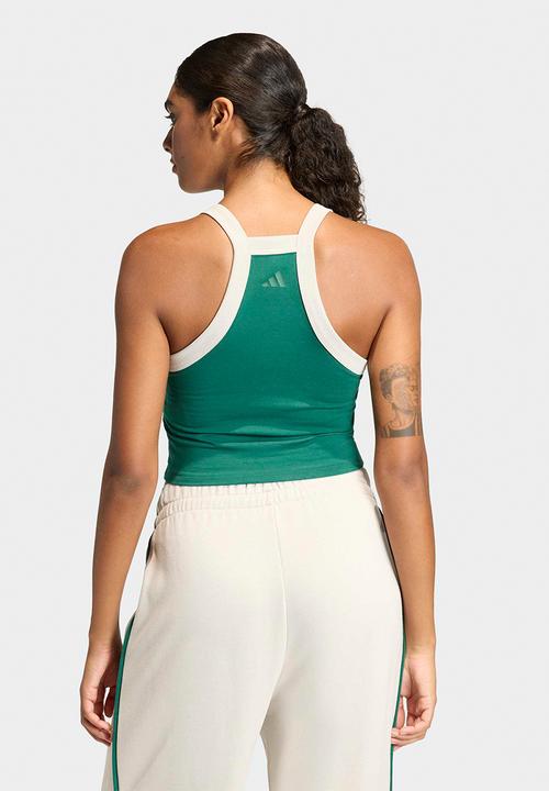 W Crop Tank - Collegiate Green/White