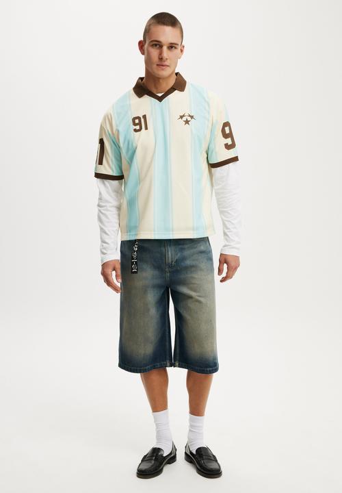 Cotton On - Cropped Sports Jersey - Creampuff White/Young Blue 24