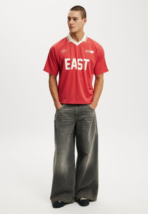 Cotton On - Cropped Sports Jersey - Soft Red/Soft Red/Creampuff 72 East