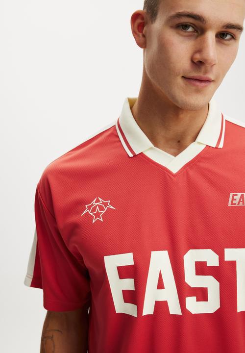 Cotton On - Cropped Sports Jersey - Soft Red/Soft Red/Creampuff 72 East