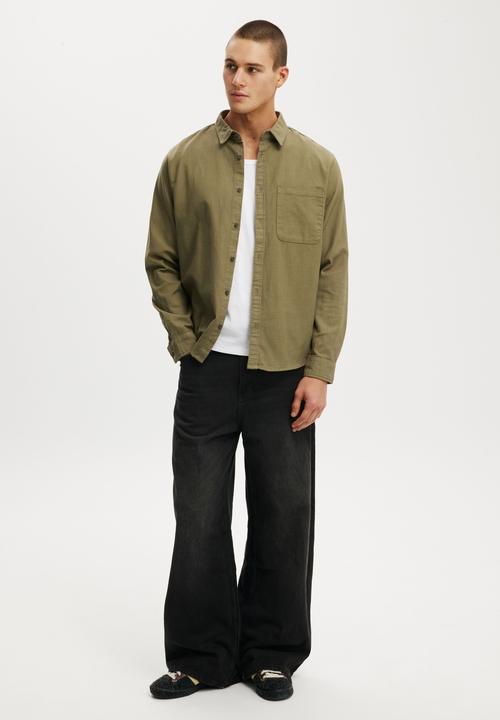 Lewis Long Sleeve Shirt - Washed Khaki