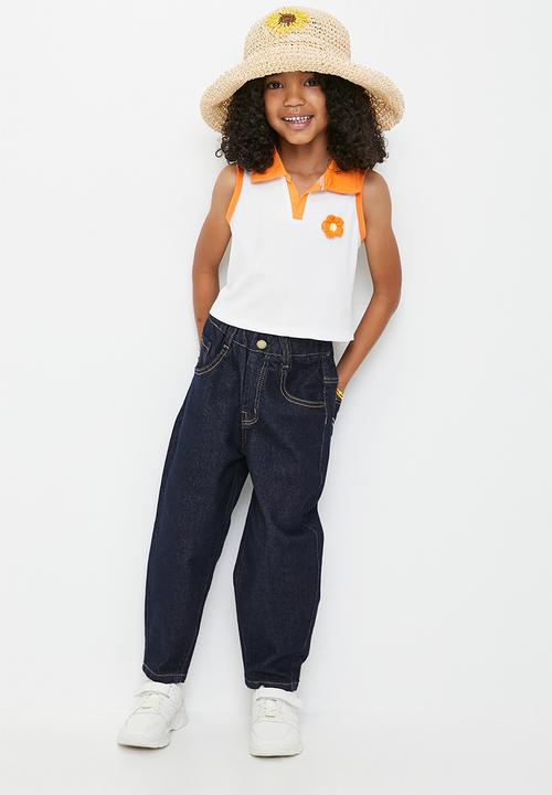 Pop Candy - Barrel jeans with elasticated waist - navy denim