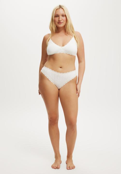 Cotton On - Organic Cotton Lace Cheeky Brief - Butterscotch Marle