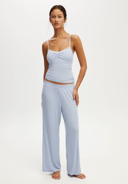 Cotton On - Sleep recovery picot cami - violet blue billy spot
