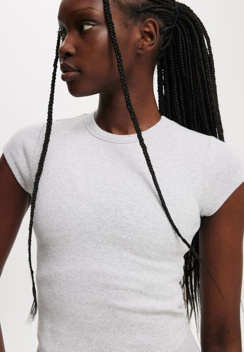 Cotton On - Active Curved Hem Baby Tee - Light Grey Marle