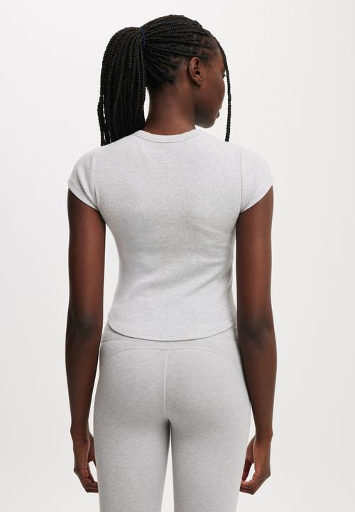Cotton On - Active Curved Hem Baby Tee - Light Grey Marle