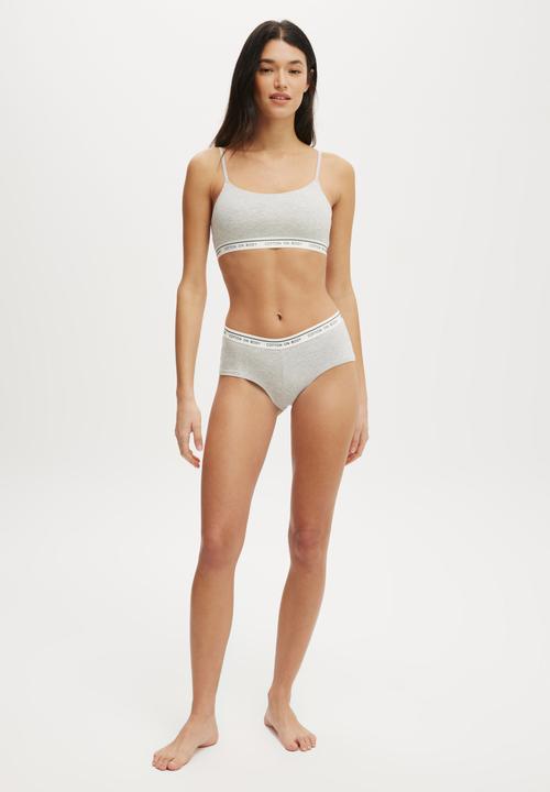Cotton On - Branded Cotton Cheeky Boyshort - Grey Marle