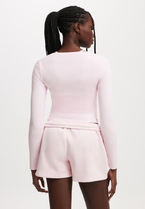 Cotton On - Ultra Soft Plunge Front Long Sleeve - Cherry Dream