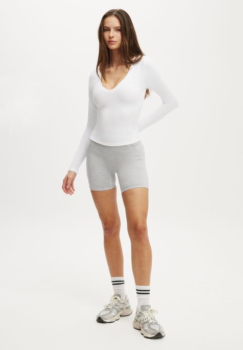 Cotton On - Ultra Soft Plunge Front Long Sleeve - White