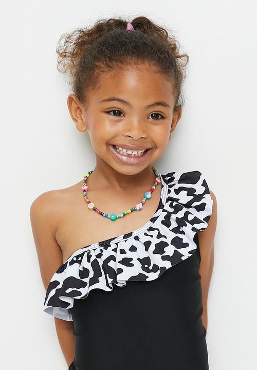 Pop Candy - Animal print one piece swimsuit - black/white