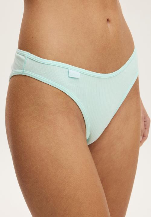Cotton On - Organic Cotton Rib Cheeky Brief - Hazy Mint