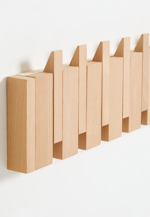Maisonware - 10 hooks Wall mounted Wood - neutral