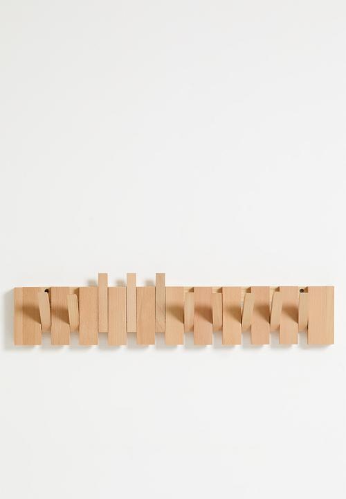 Maisonware - 10 hooks Wall mounted Wood - neutral
