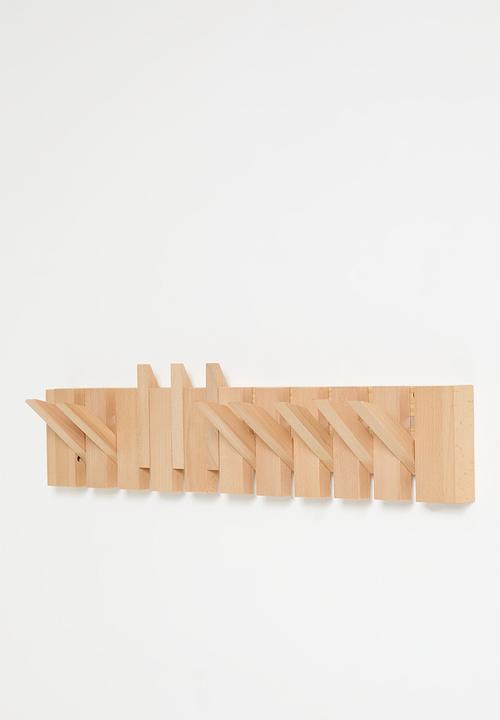 Maisonware - 10 hooks Wall mounted Wood - neutral