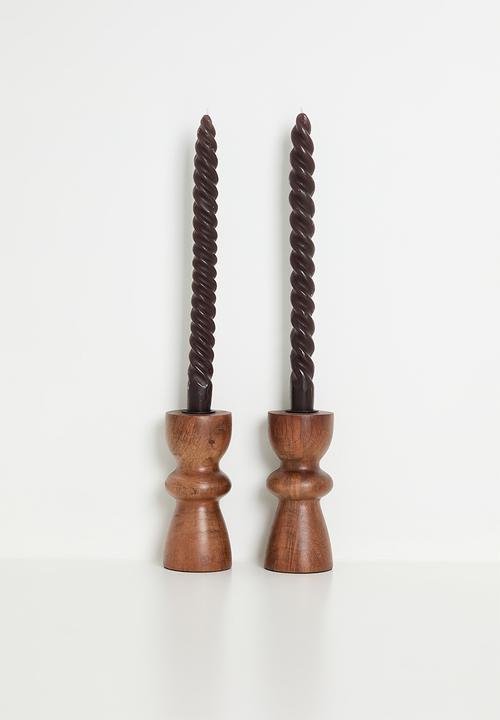 H&S - Cera dinner candle holder set of 2 - natural