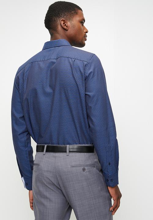POLO - BENJI  DOBBY LS SHIRT - BLUE