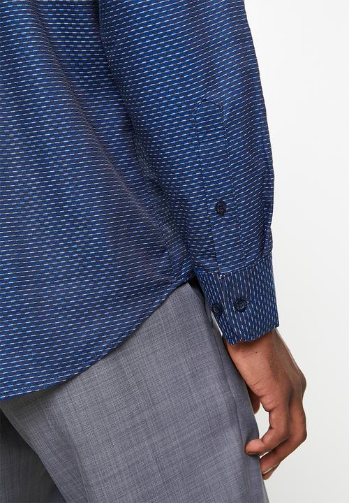 POLO - BENJI  DOBBY LS SHIRT - BLUE