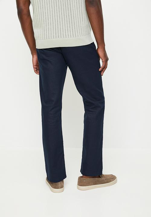 POLO - EMMANUEL  LINEN PANT - NAVY