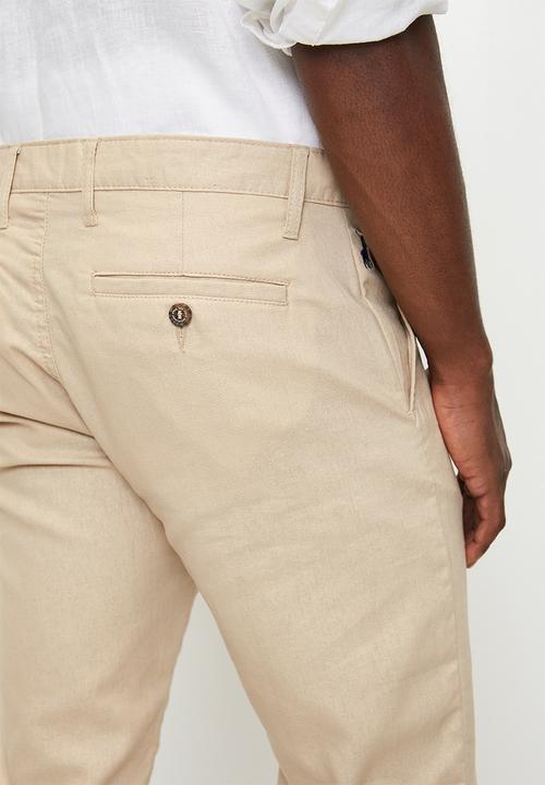 POLO - EMMANUEL  LINEN PANT - STONE