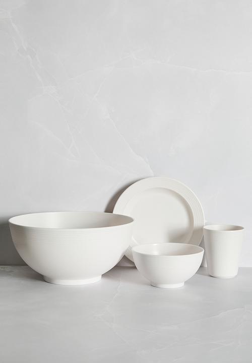 H&S - Ribs melamine side plate  set of 4 - white