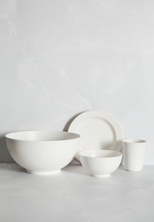 H&S - Ribs melamine bowl set of 4 - white