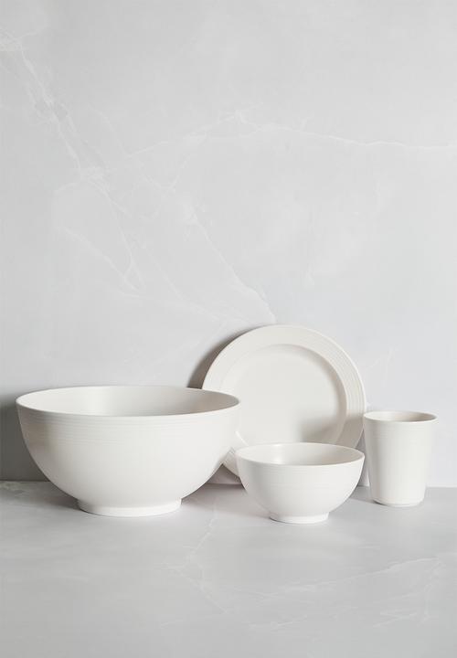 H&S - Ribs melamine serving bowl - white