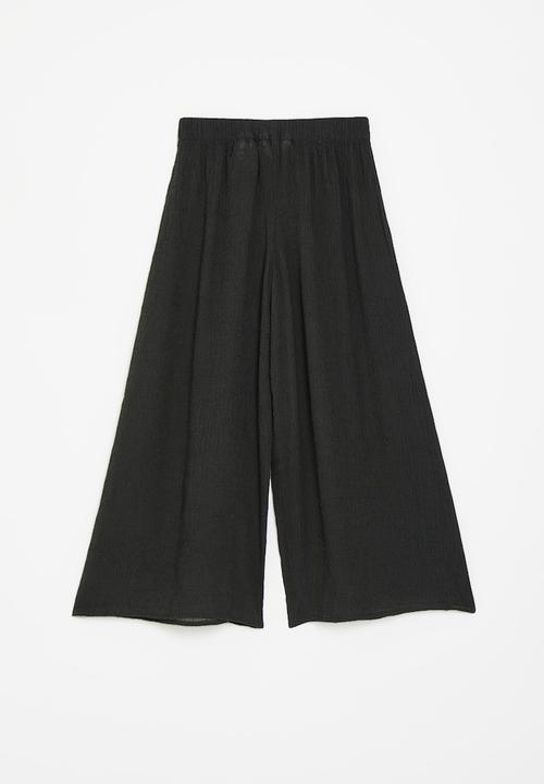 H&M - Wide-leg crinkled trousers - dark grey
