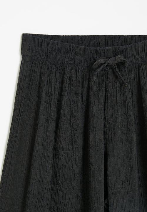 H&M - Wide-leg crinkled trousers - dark grey