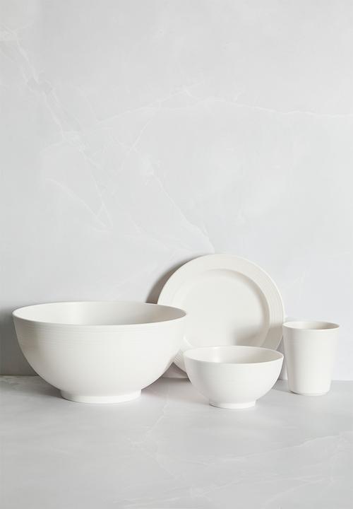 H&S - Ribs melamine cup set of 4 - white
