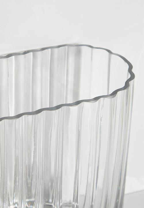 Silk By Design - RIBBED RECTANGULAR GLASS VASE