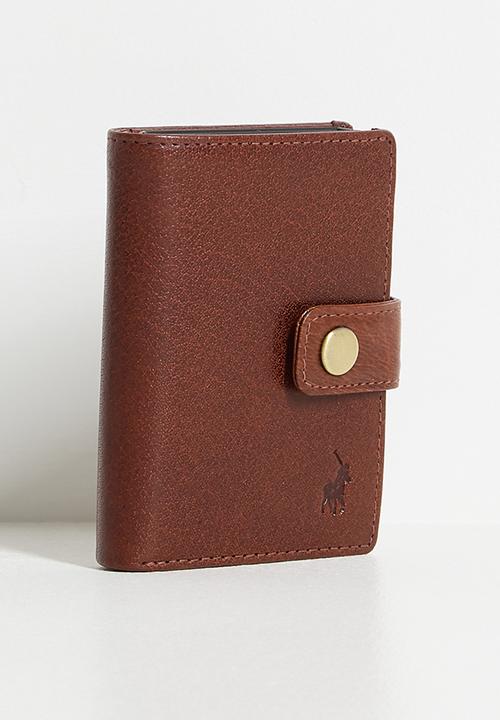 POLO - Leather Tab Folder With Aluminium Card Holder - Brown