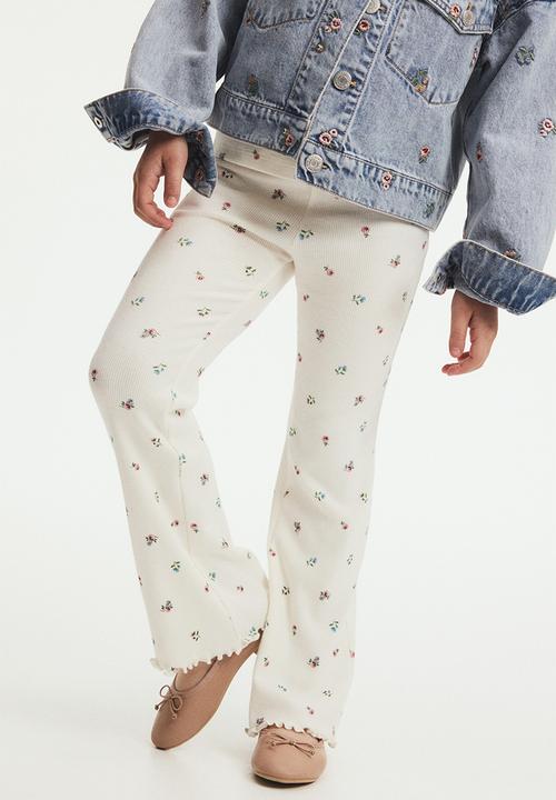 H&M - Flared leggings - white floral 