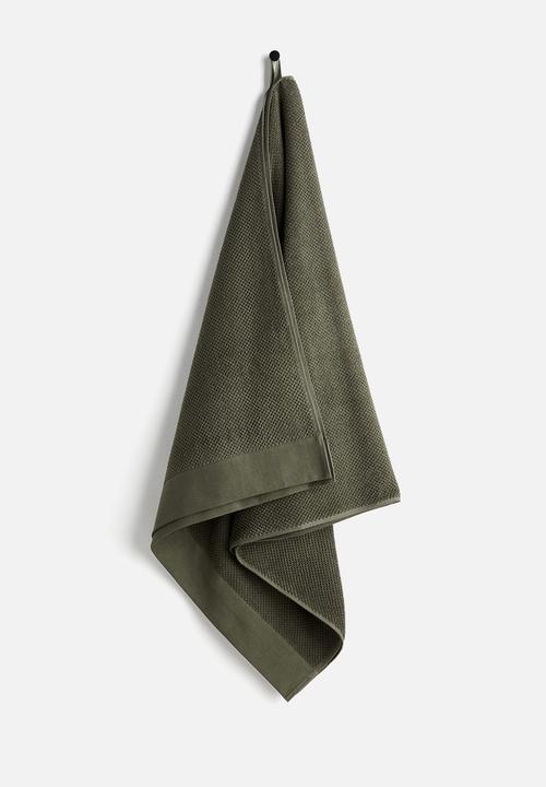 H&M - Cotton terry bath towel - dark green 