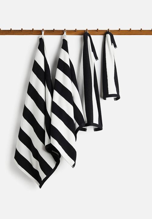 H&M - Bath towel - black/striped