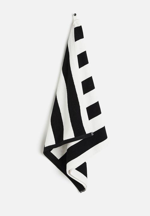 H&M - Bath towel - black/striped