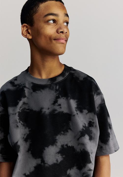 H&M - Printed cotton t-shirt - black & tie-dye