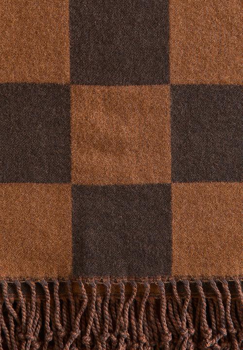 H&M - Checked cotton-blend blanket - brown/checked