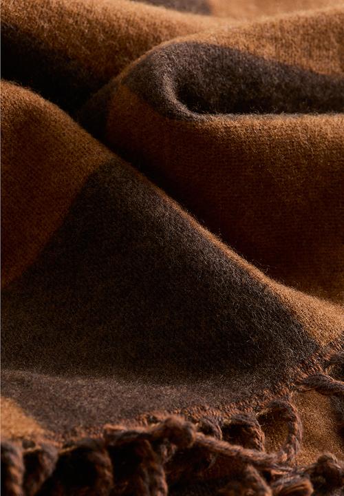 H&M - Checked cotton-blend blanket - brown/checked