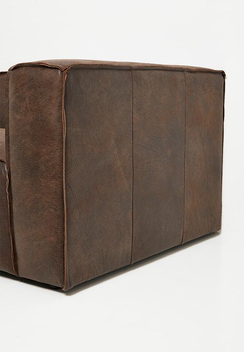 Sixth Floor - Seattle genuine leather 3 seater sofa - brown