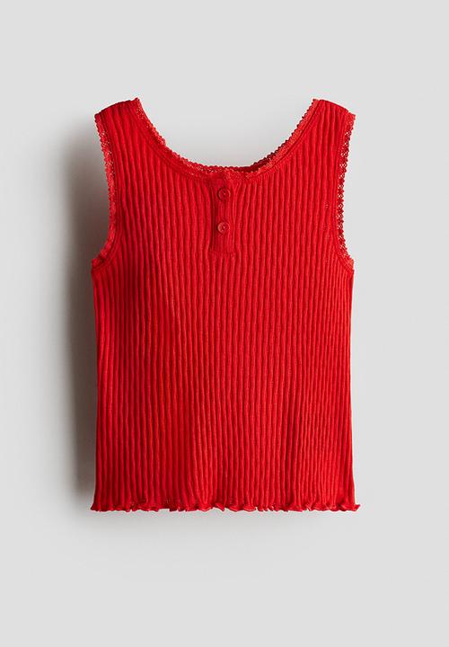 H&M - Pointelle cotton vest top - red