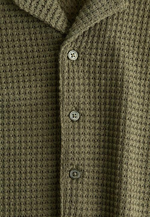H&M - Textured-knit resort shirt - khaki green
