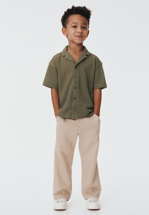 H&M - Textured-knit resort shirt - khaki green