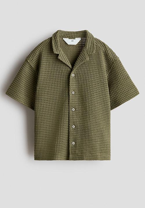 H&M - Textured-knit resort shirt - khaki green