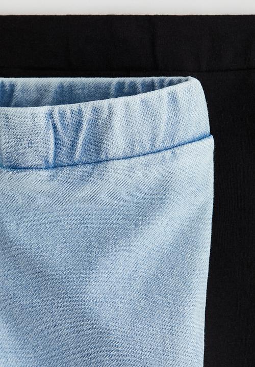 H&M - 2-Pack flared jeggings - black/light denim blue