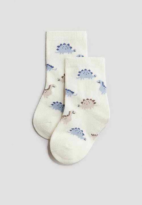 H&M - 4-Pack socks - light dusty blue/dinosaurs 