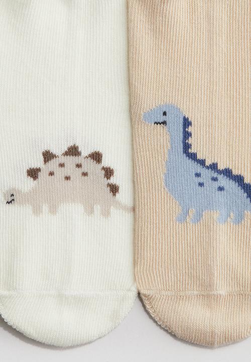 H&M - 4-Pack socks - light dusty blue/dinosaurs 