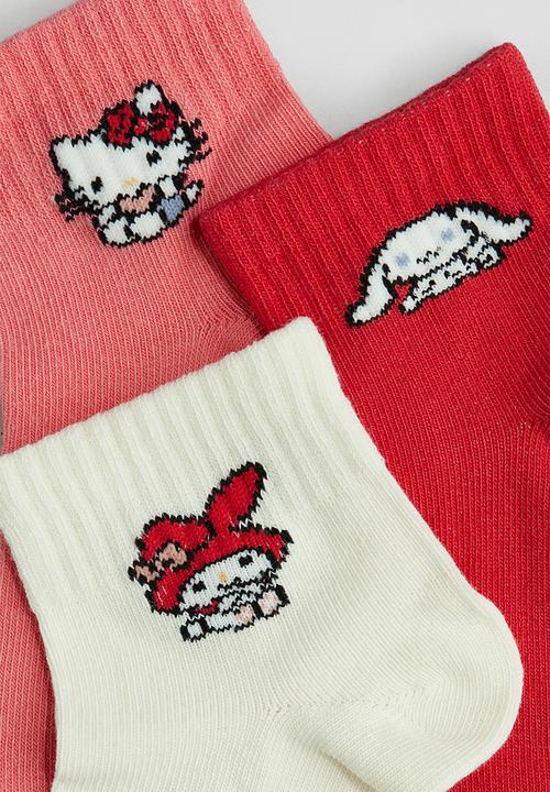 H&M - 5-pack ankle socks - coral pink/hello kitty