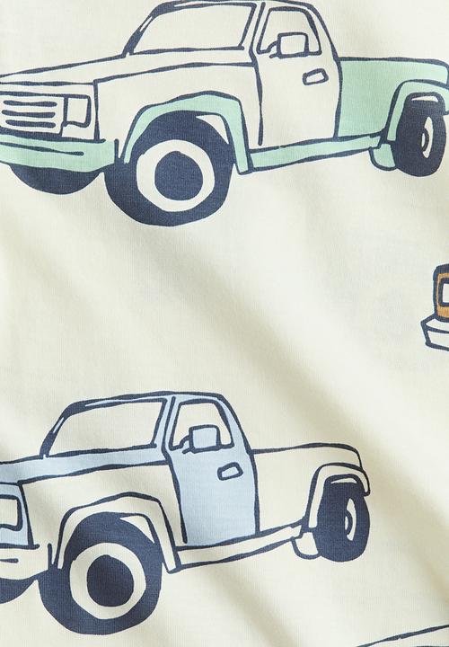 H&M - Printed T-shirt - light yellow/pickup trucks